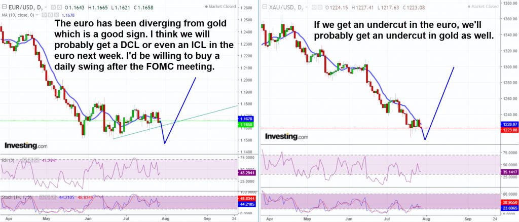 Euro and gold next week