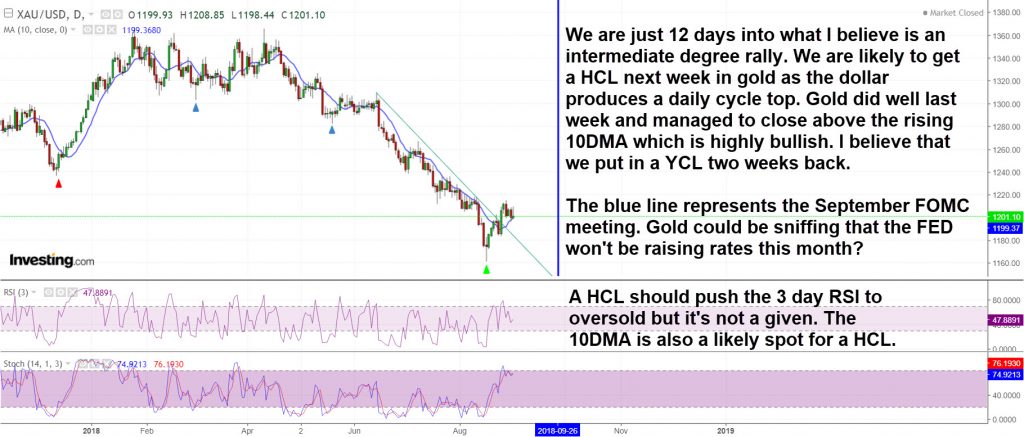 Gold will likely follow the euro to a HCL next week